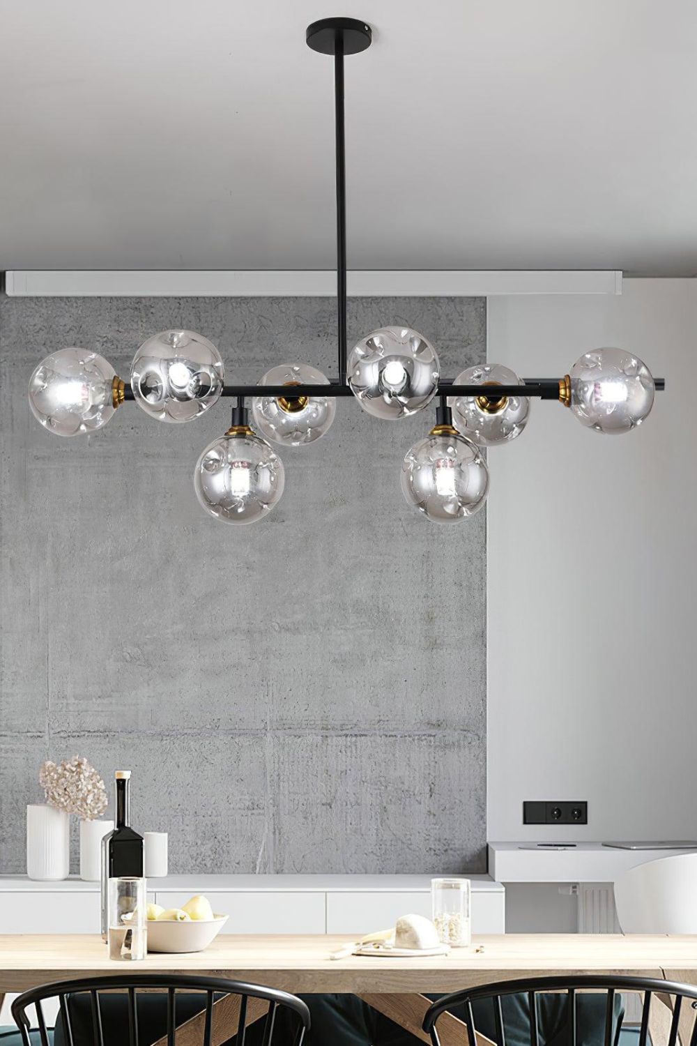 Primas Smoked Glass Linear Chandelier - view 4 | everlamps