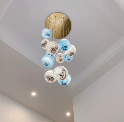 Nordic Planet Creative Long Ball Pendant Chandelier Staircase Foyer - Yovalighting