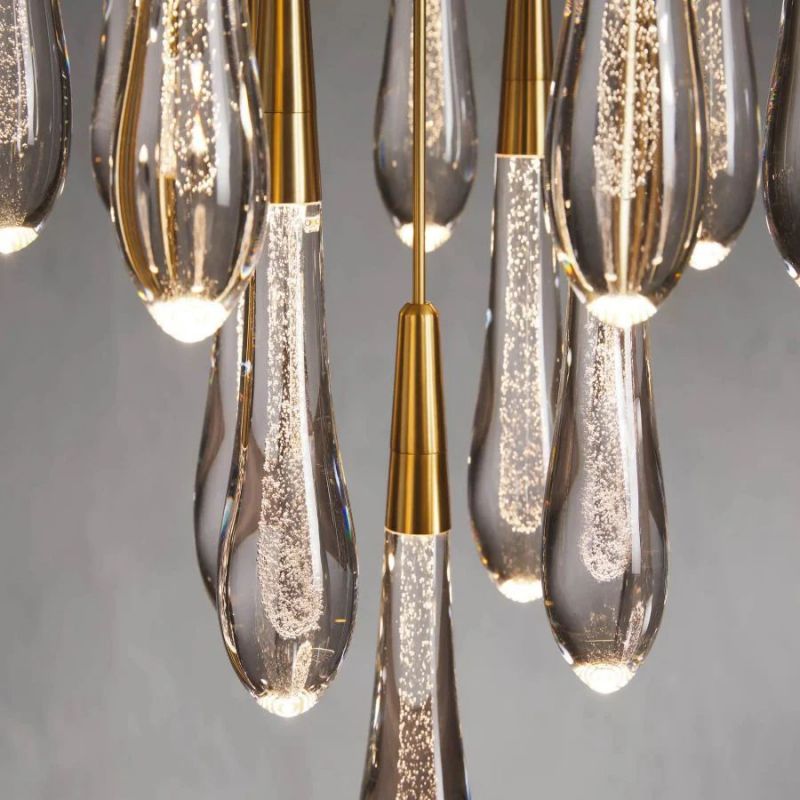 Raindrop Glass Round Solitaire Chandelier -Everlamps