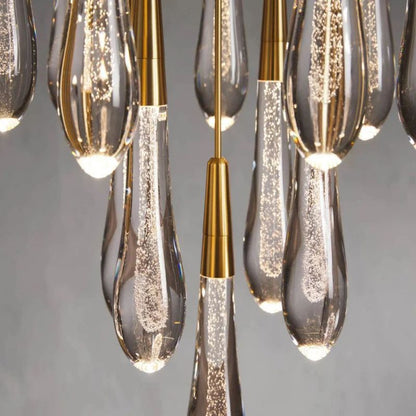 Raindrop Glass Round Solitaire Chandelier -Everlamps