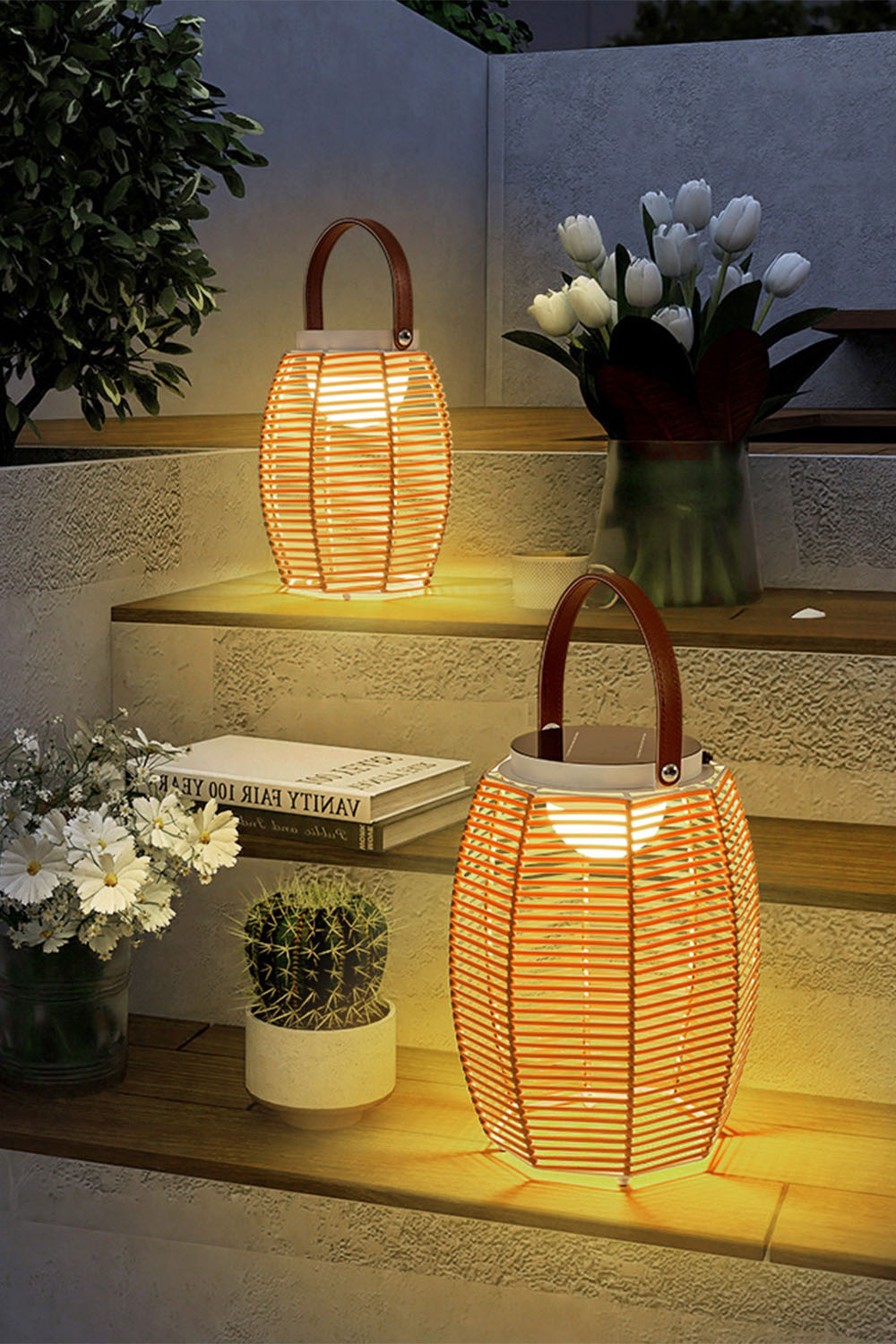Rattan Lantern Rechargeable Solar Outdoor Table Lamp - view 20 | everlamps