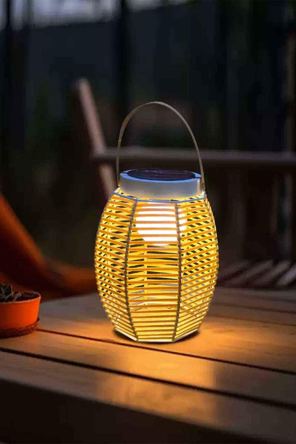 Rattan Lantern Rechargeable Solar Outdoor Table Lamp - view 2 | everlamps
