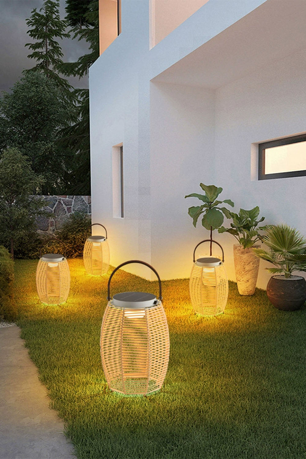 Rattan Lantern Rechargeable Solar Outdoor Table Lamp - view 6 | everlamps