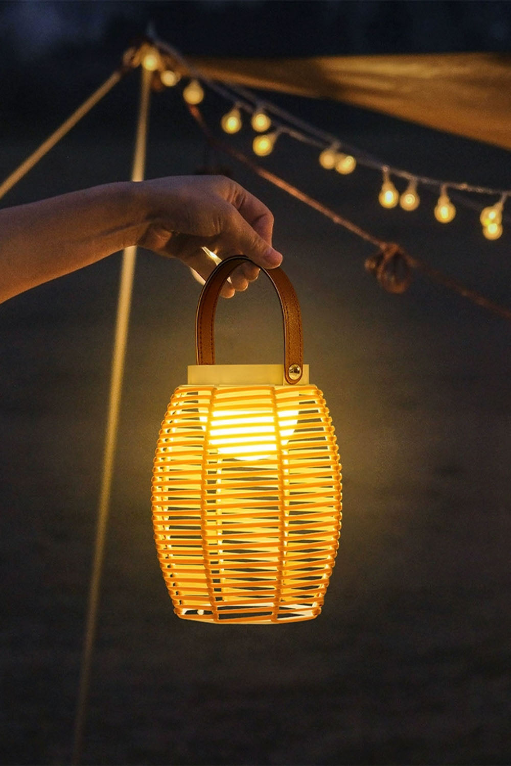 Rattan Lantern Rechargeable Solar Outdoor Table Lamp - view 4 | everlamps