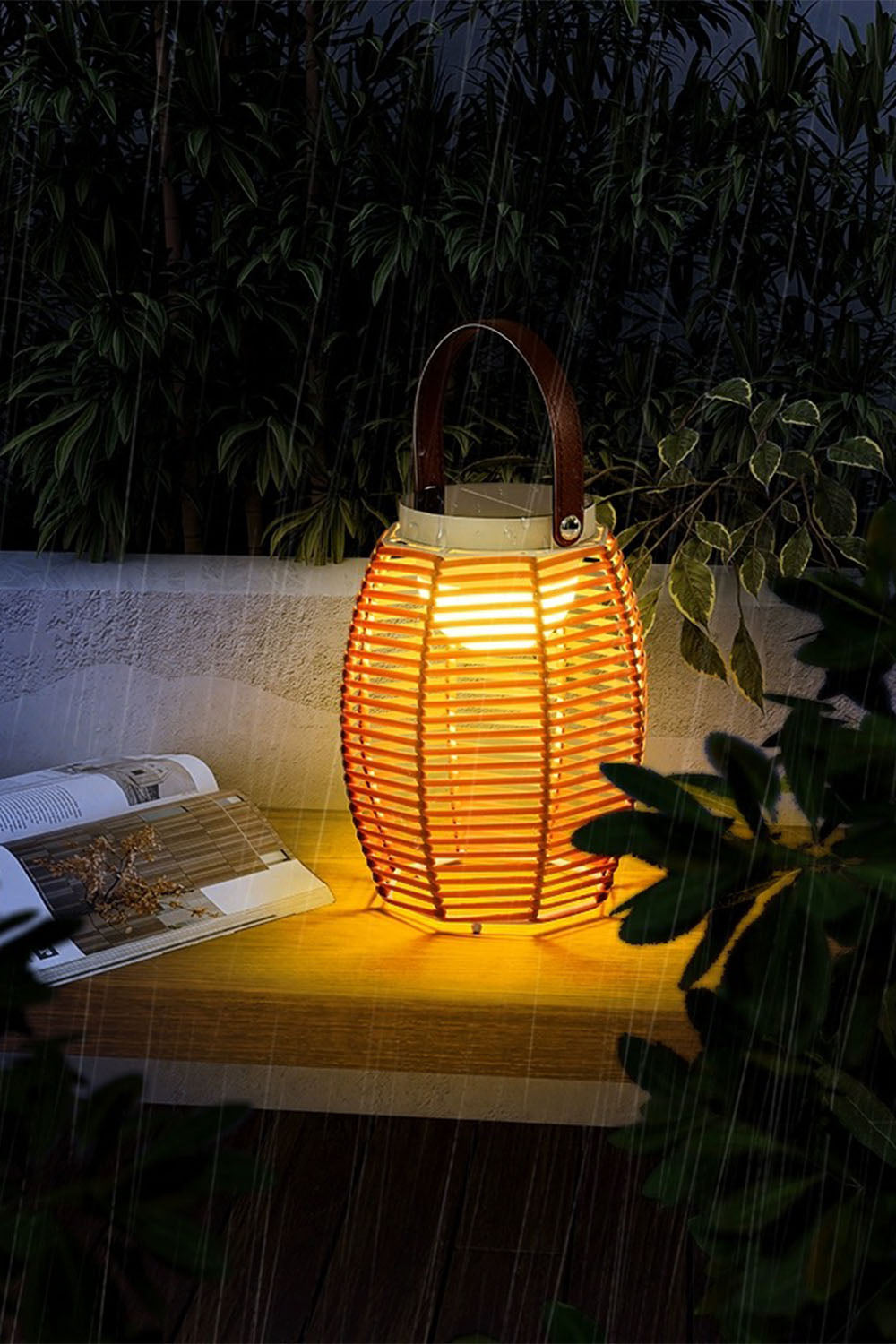 Rattan Lantern Rechargeable Solar Outdoor Table Lamp - view 3 | everlamps