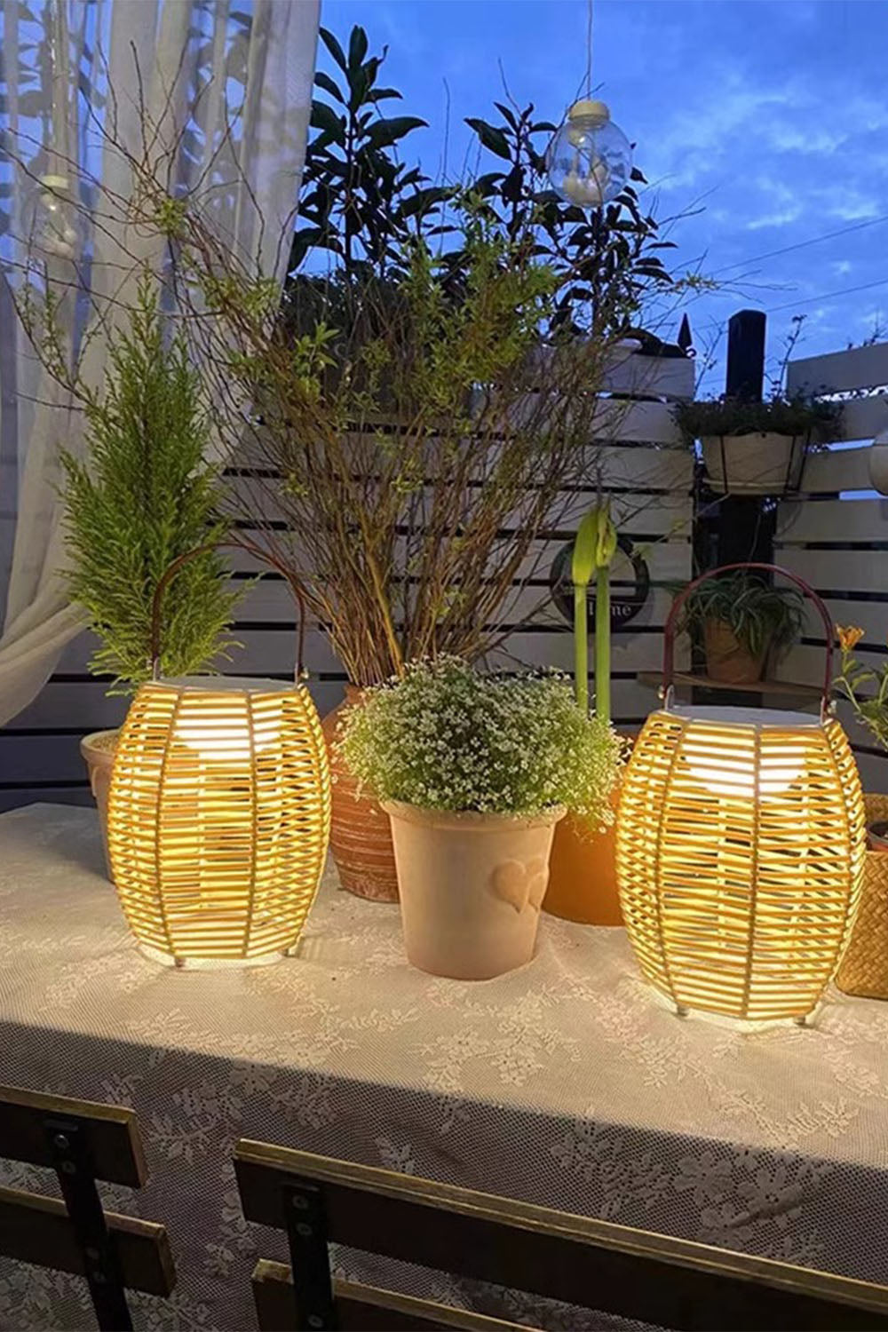Rattan Lantern Rechargeable Solar Outdoor Table Lamp - view 23 | everlamps