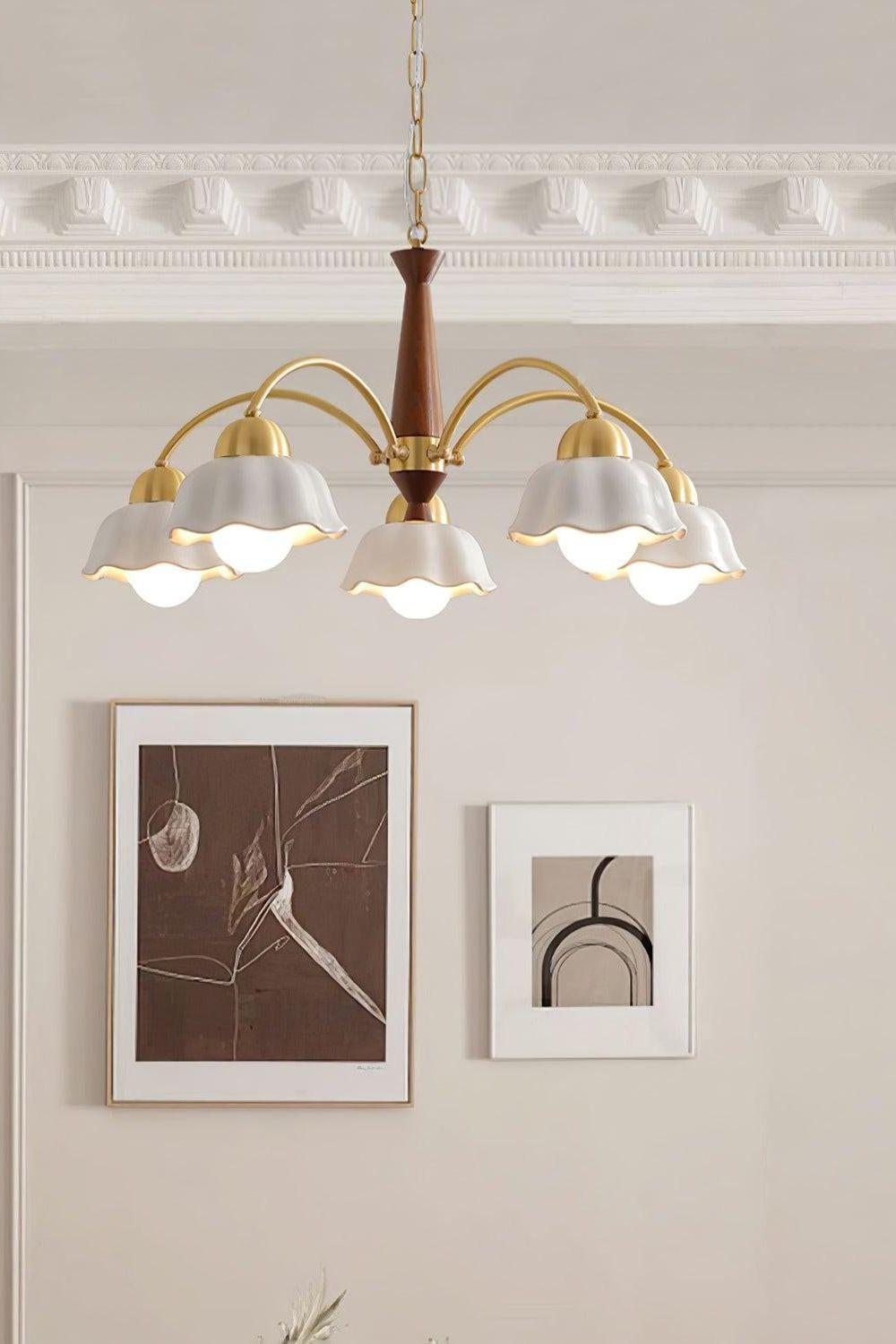 Retro Tulip Brass Chandelier - view 6 | everlamps