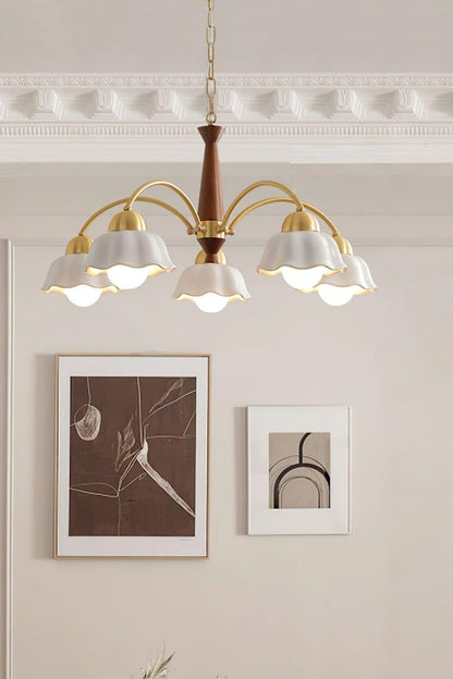 Retro Tulip Brass Chandelier - view 6 | everlamps