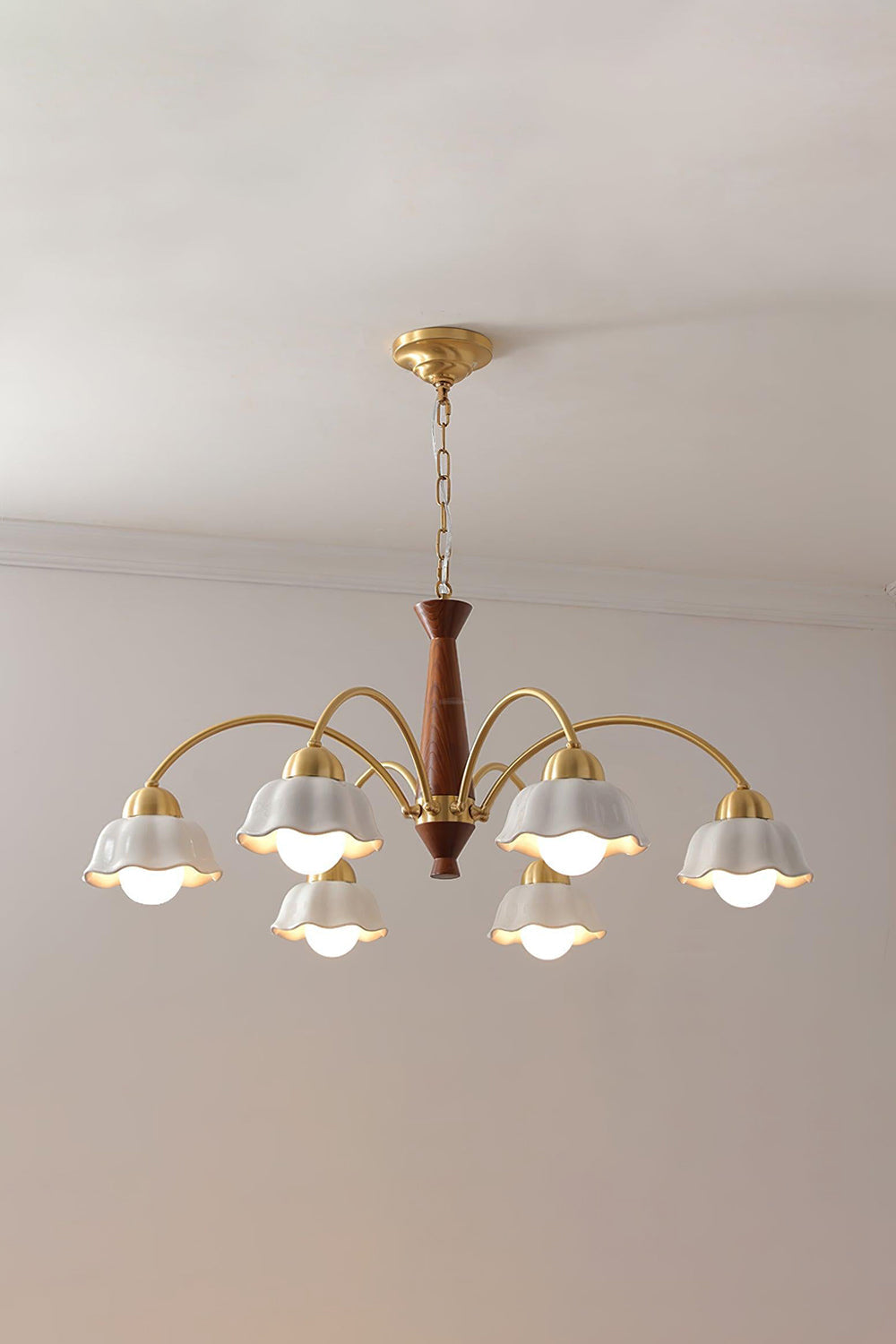 Retro Tulip Brass Chandelier - view 12 | everlamps