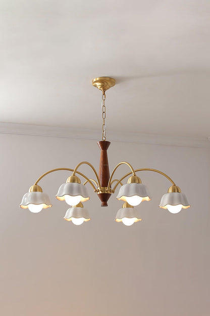 Retro Tulip Brass Chandelier - view 12 | everlamps