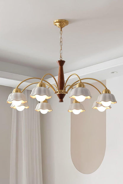 Retro Tulip Brass Chandelier - view 2 | everlamps