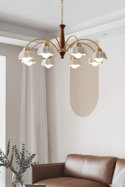 Retro Tulip Brass Chandelier - view 3 | everlamps