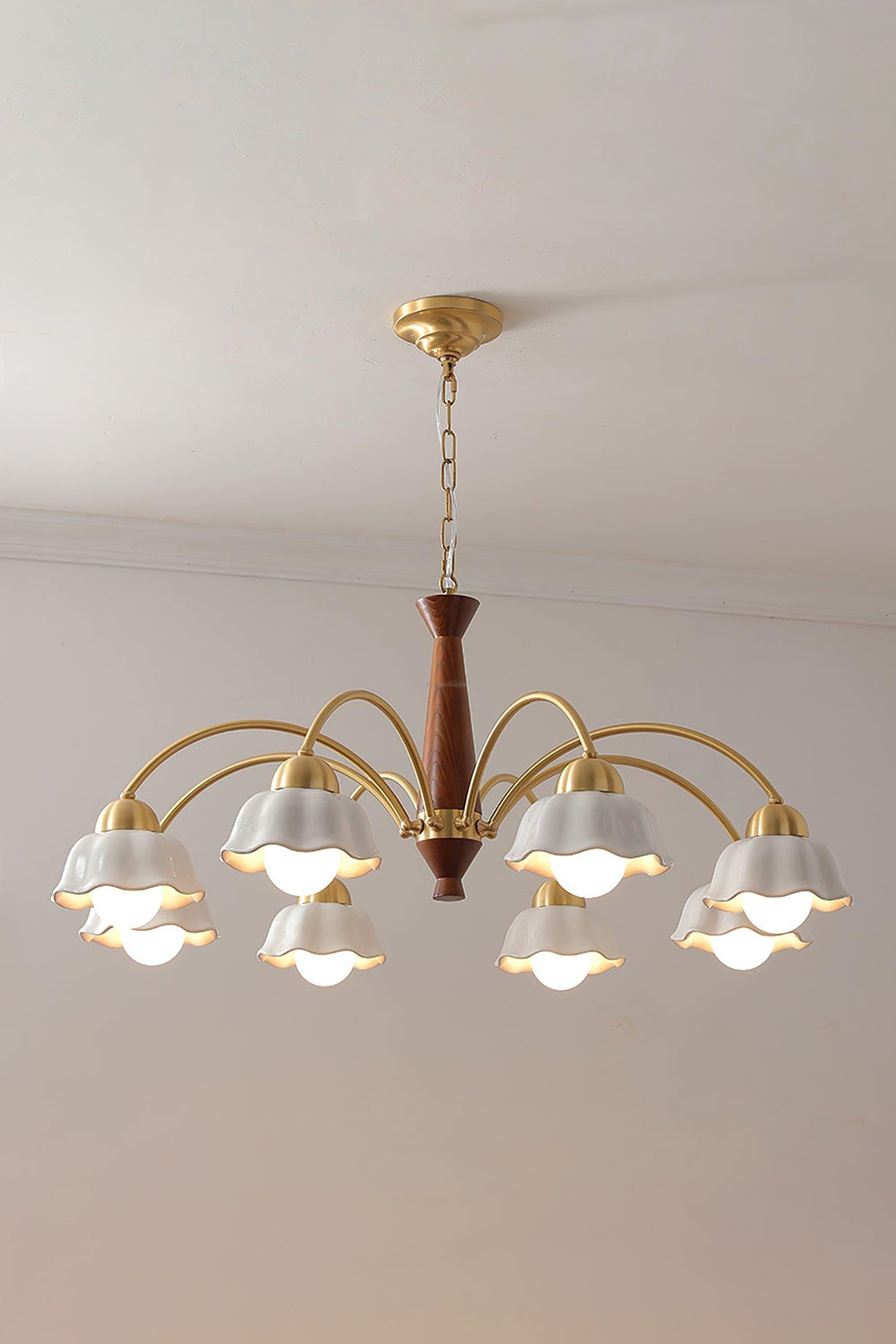 Retro Tulip Brass Chandelier - view 10 | everlamps