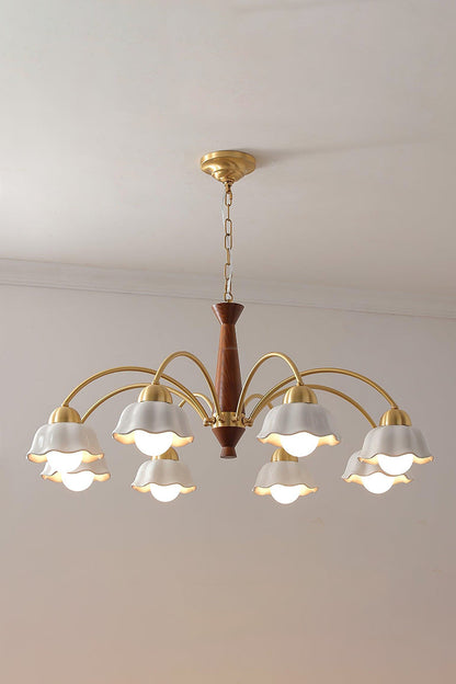 Retro Tulip Brass Chandelier - view 10 | everlamps