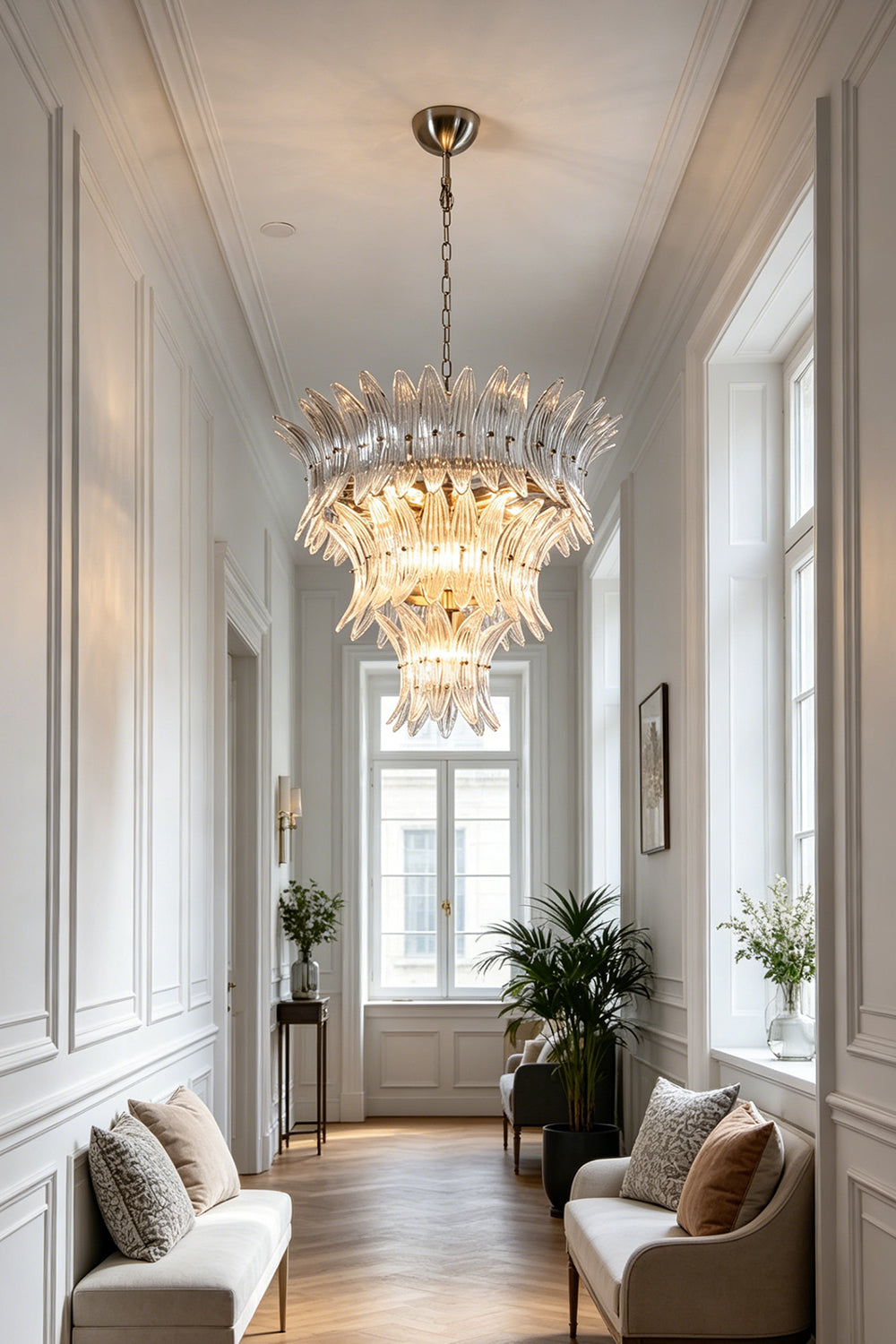 Ribbed Leaf Tier Chandelier for Hallway | Samu  Lamp