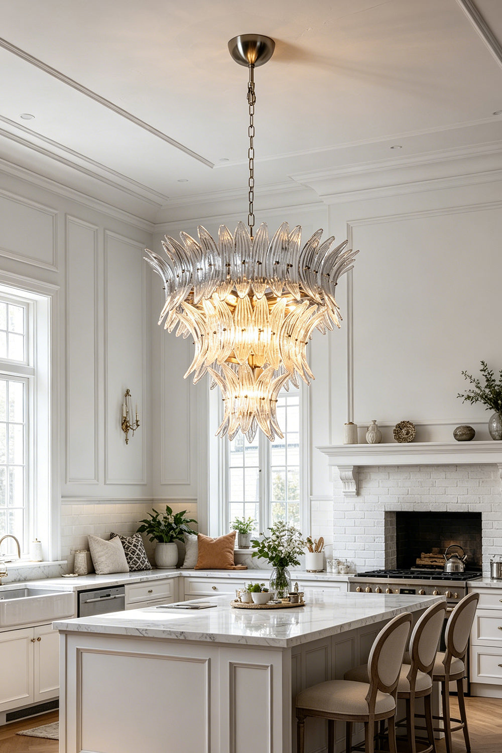 Ribbed Leaf Tier Chandelier for Restaurant | Samu  Lamp