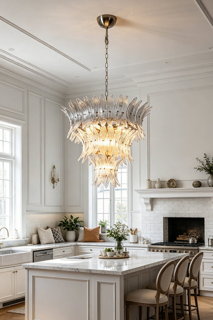 Ribbed Leaf Tier Chandelier for Restaurant | Samu  Lamp