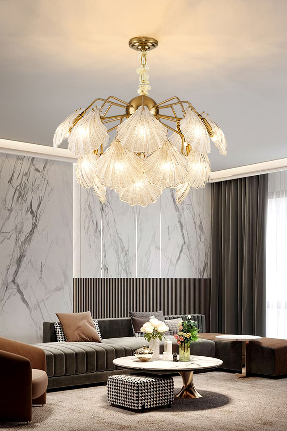 Ribbed Shell Chandelier - everlamps