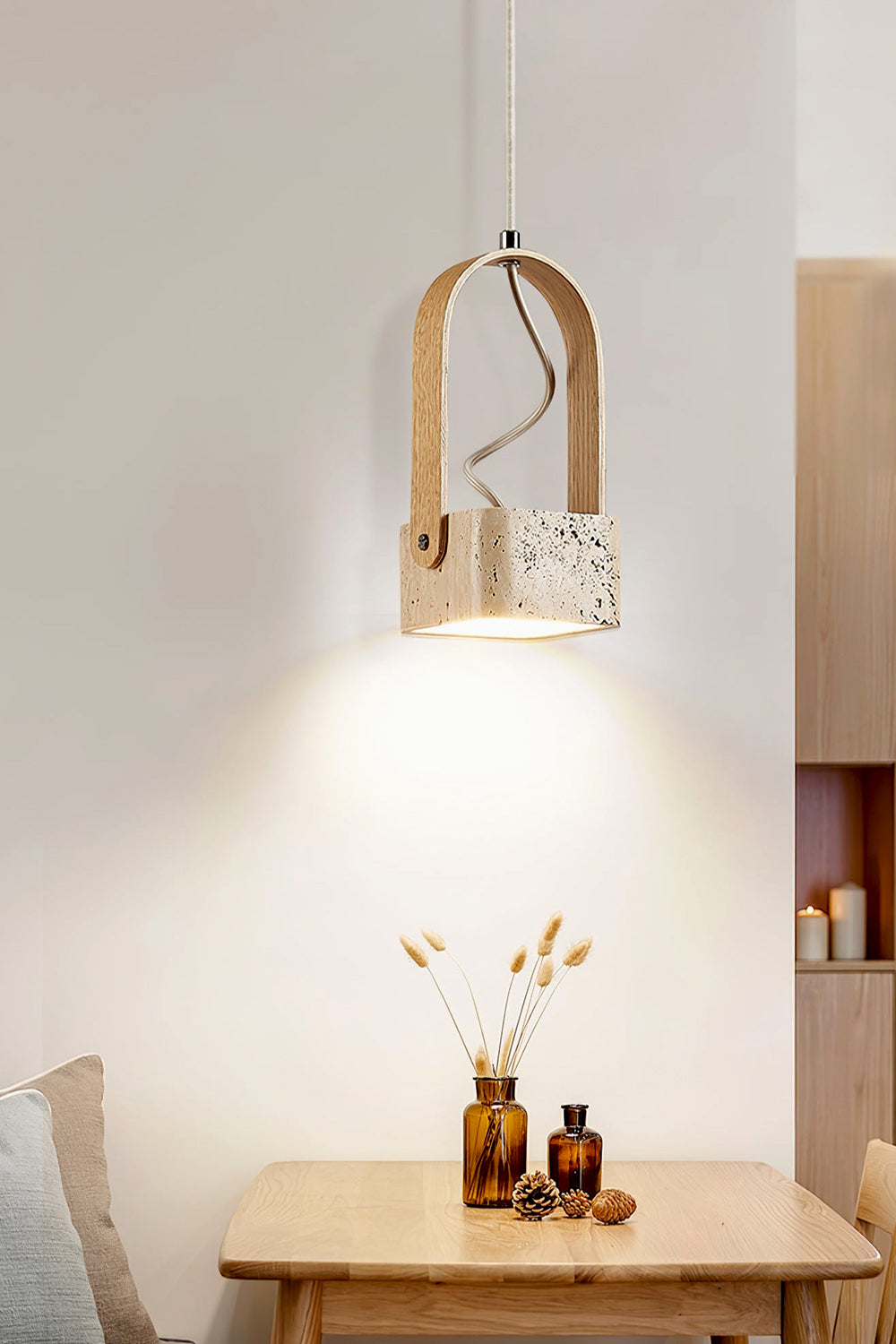 Rotating Travertine Lantern Pendant - view 2 | everlamps