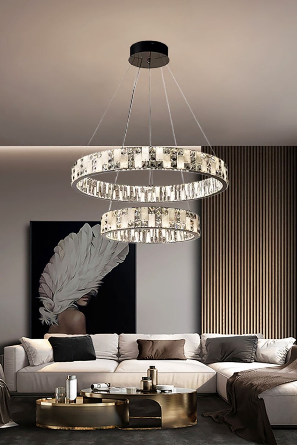 Round Alabaster Crystal Chandelier - view 2 | everlamps