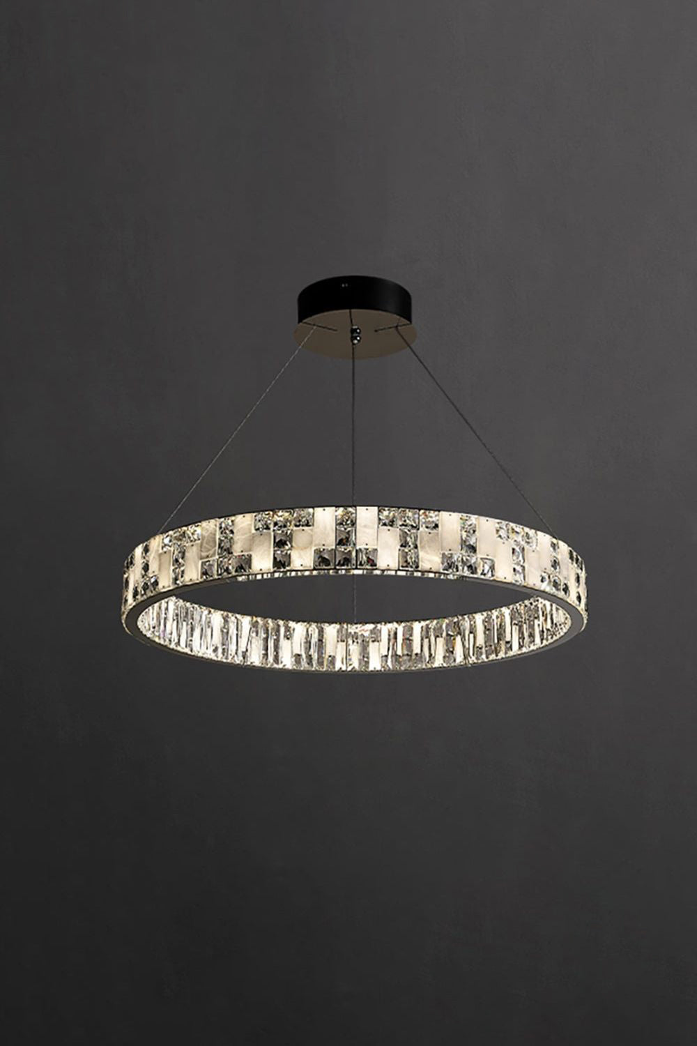 Round Alabaster Crystal Chandelier - view 21 | everlamps