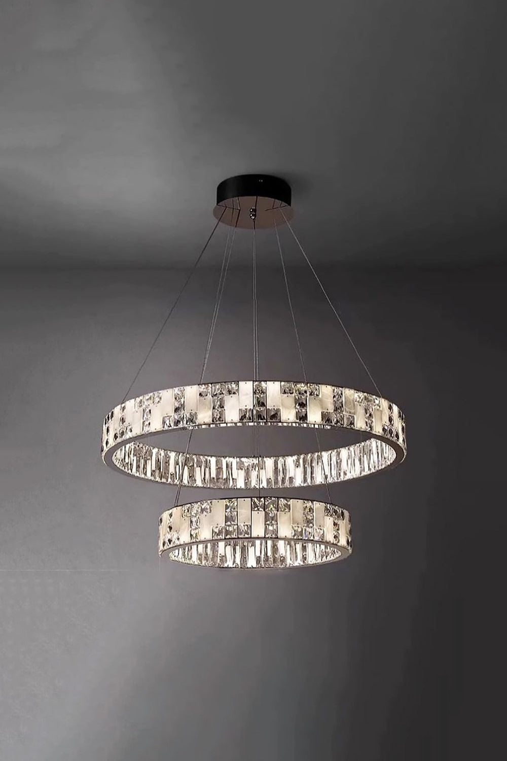 Round Alabaster Crystal Chandelier - view 22 | everlamps