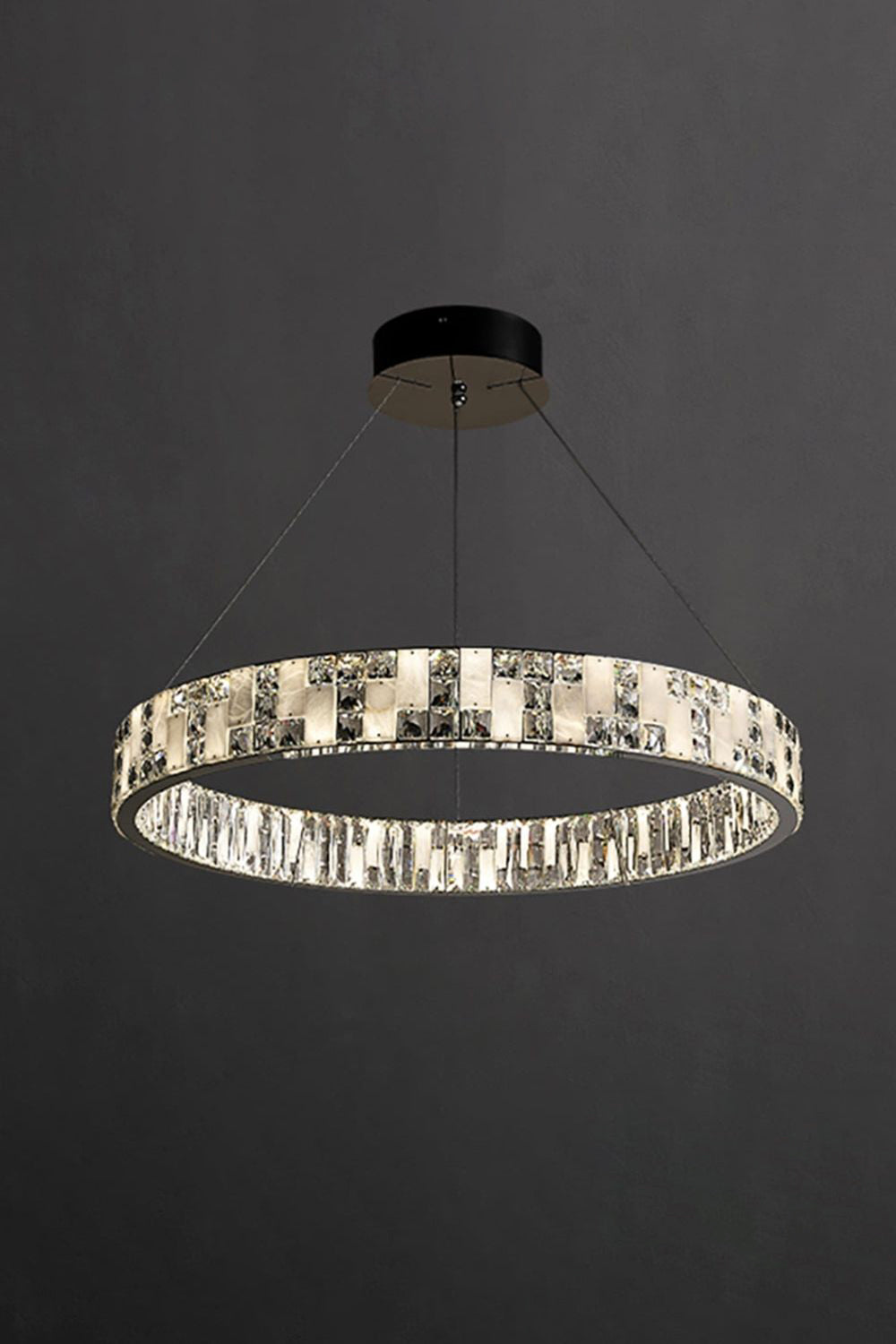 Round Alabaster Crystal Chandelier - view 23 | everlamps
