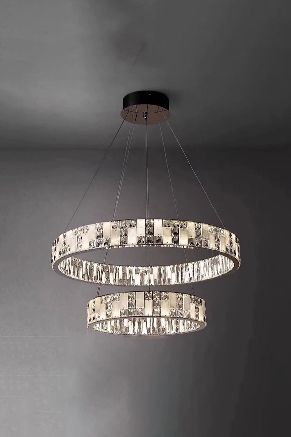 Round Alabaster Crystal Chandelier - view 25 | everlamps