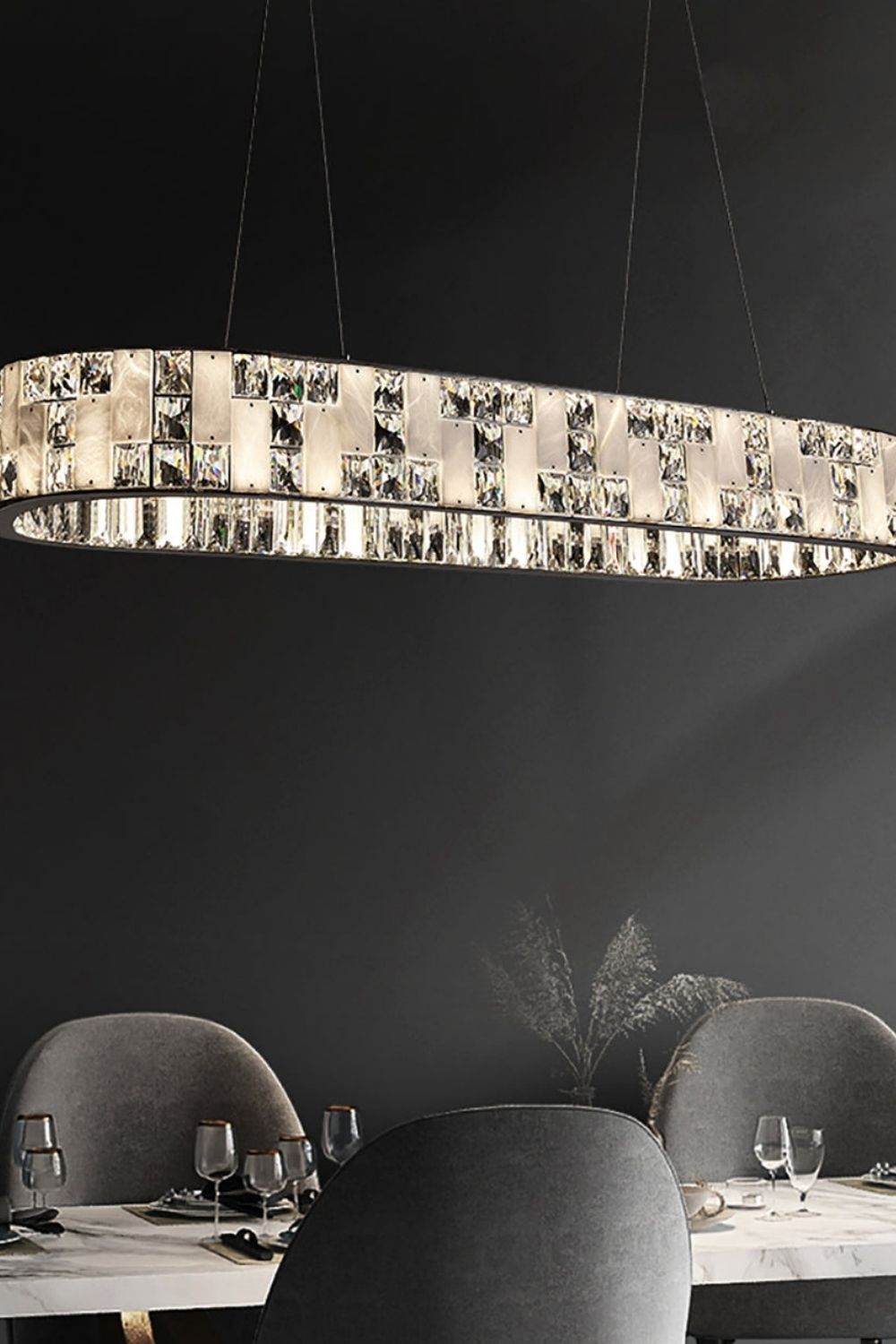 Round Alabaster Crystal Chandelier - view 10 | everlamps