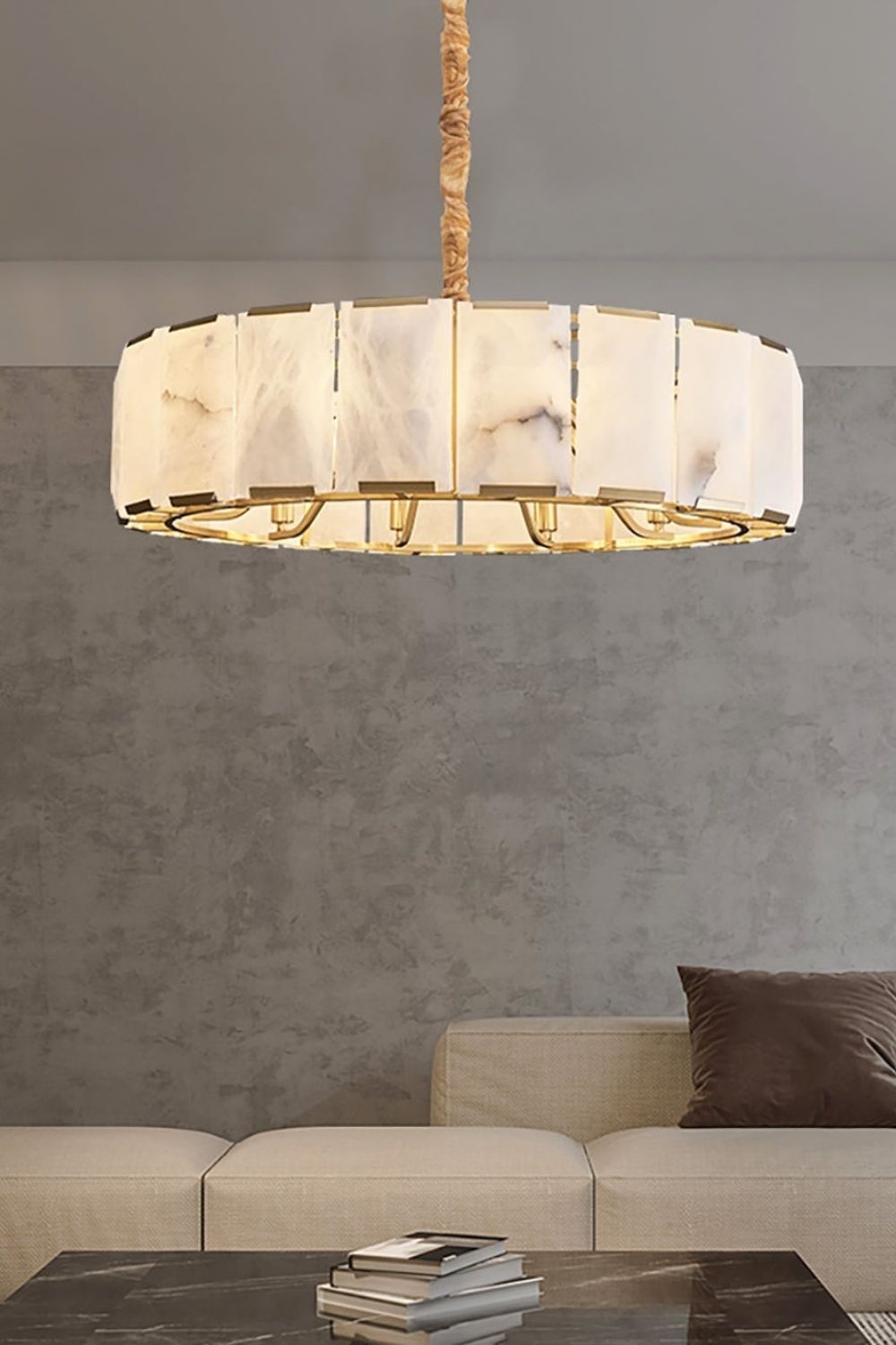 Round Modern Alabaster Chandelier - view 8 | everlamps