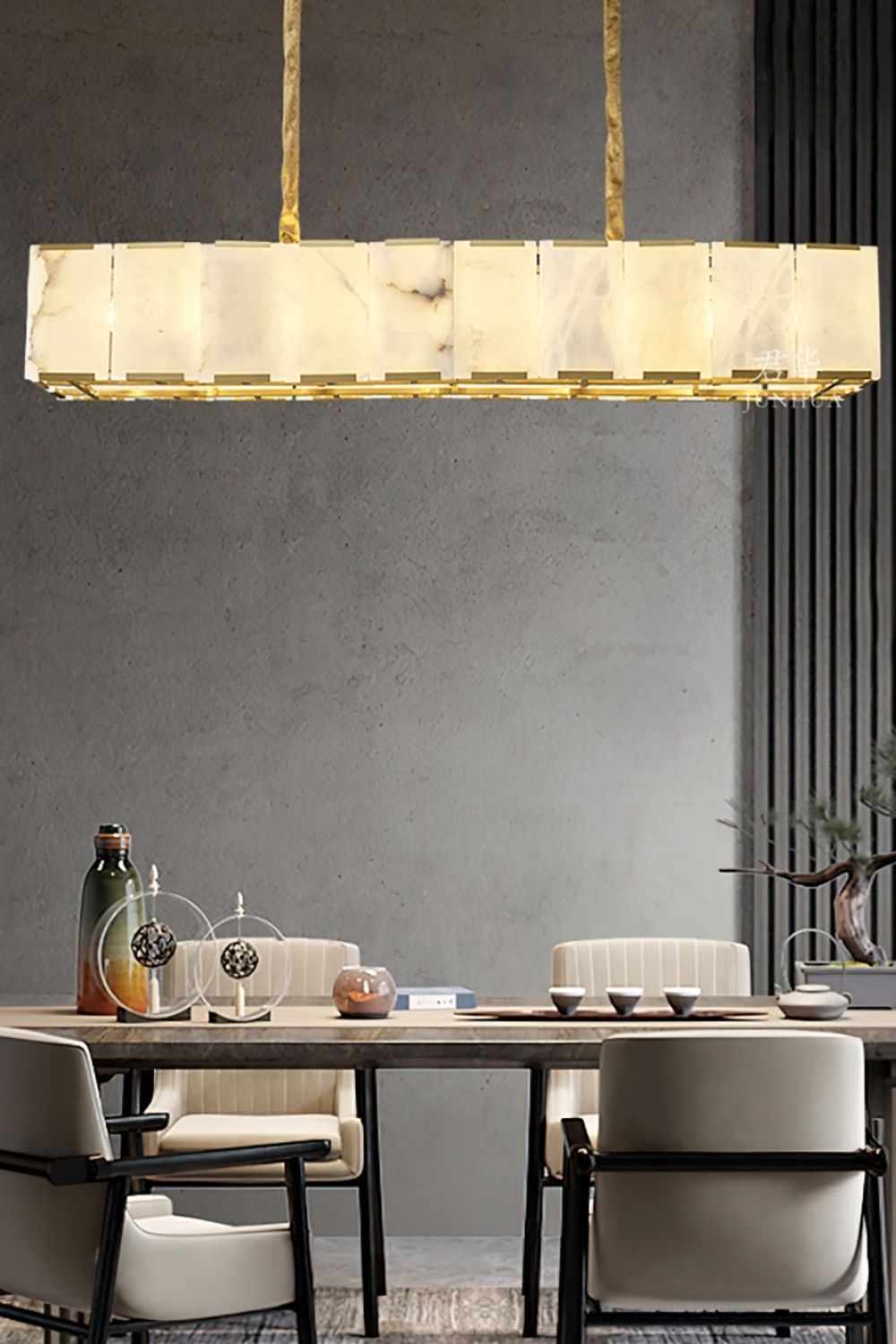 Round Modern Alabaster Chandelier - view 10 | everlamps