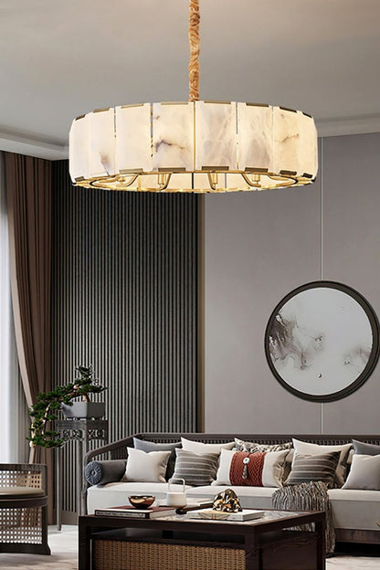 Round Modern Alabaster Chandelier - view 2 | everlamps
