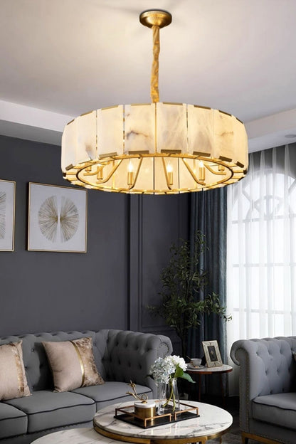 Round Modern Alabaster Chandelier - view 3 | everlamps