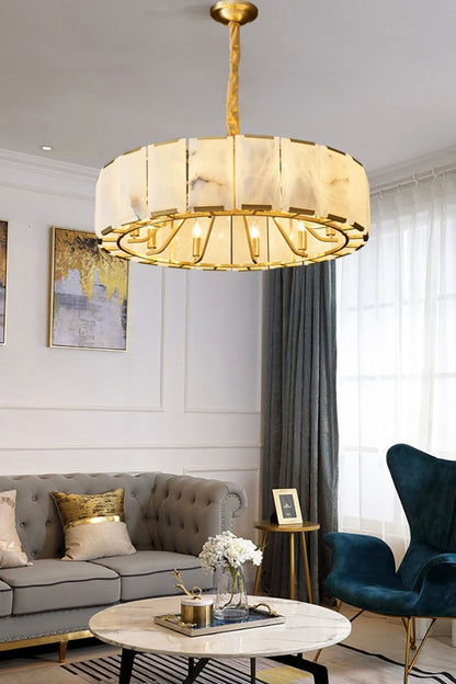 Round Modern Alabaster Chandelier - view 6 | everlamps