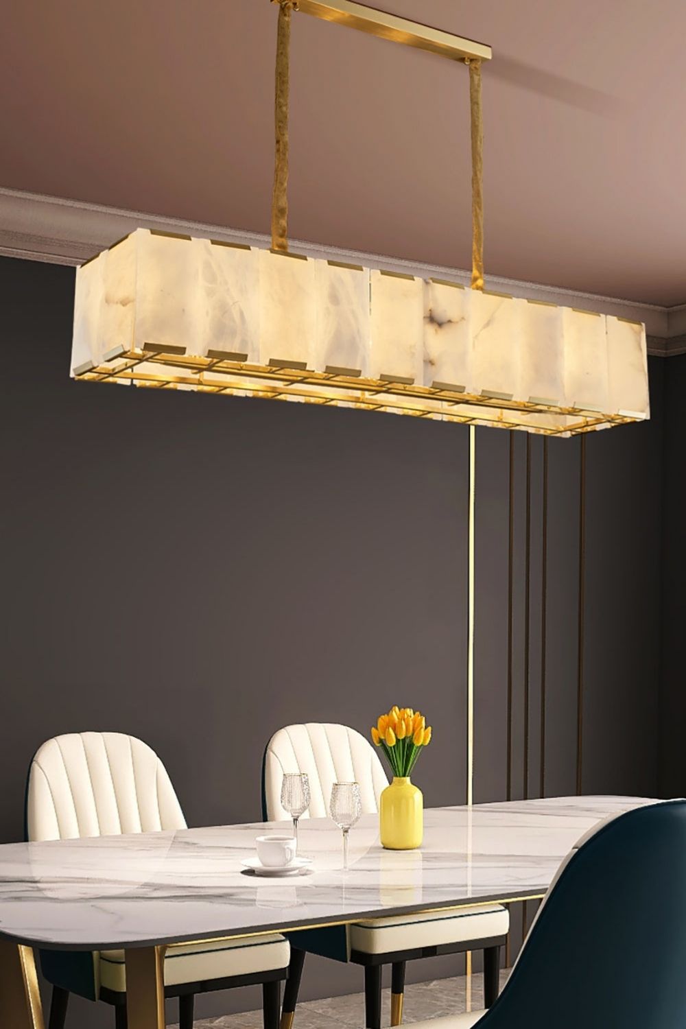 Round Modern Alabaster Chandelier - view 7 | everlamps