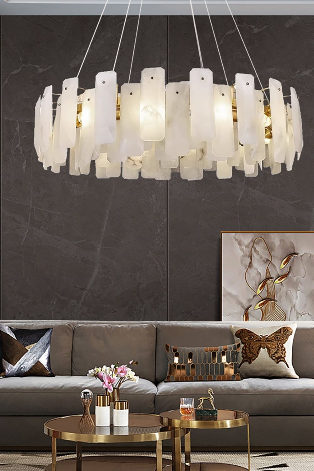 Round Noah Alabaster Chandelier - view 4 | everlamps