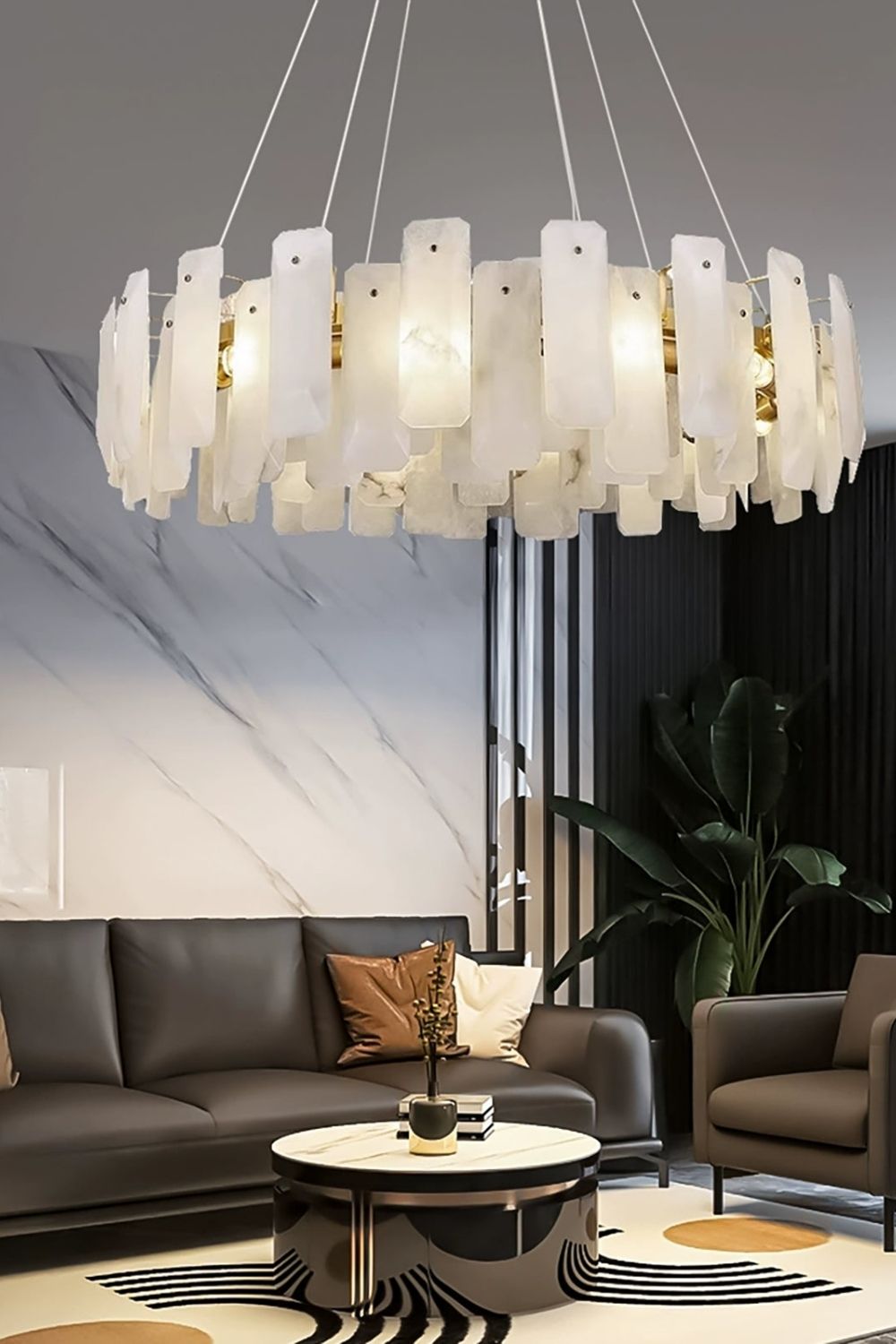 Round Noah Alabaster Chandelier - view 5 | everlamps