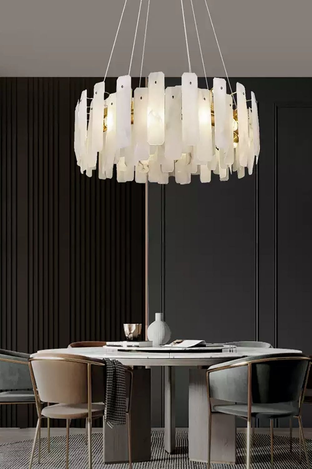 Round Noah Alabaster Chandelier - view 2 | everlamps