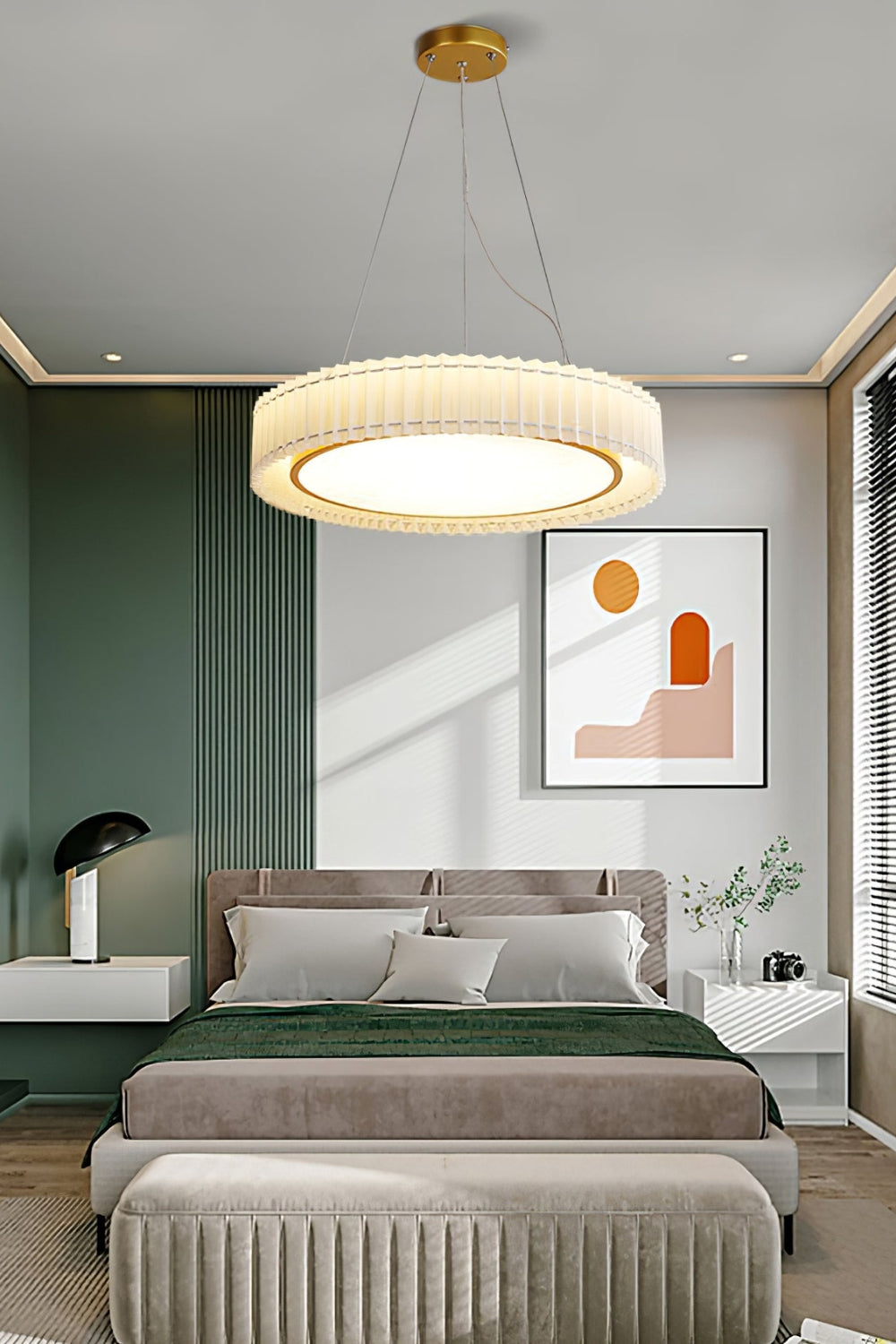 Round Pleated Pendant Lamp - everlamps