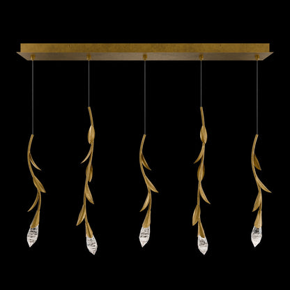 Modern Luxury Floating Branches Floral Crystal Chandelier with Rectangular Canopy for High-ceiling