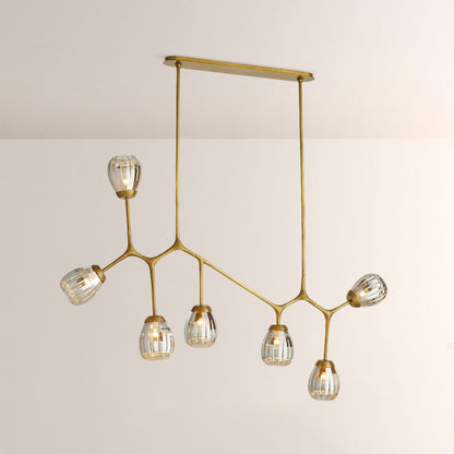 Renata Ribbed Smoke Glass Branch Linear Chandelier