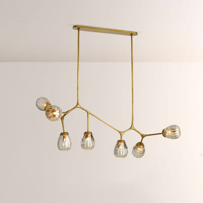 Renata Ribbed Smoke Glass Branch Linear Chandelier