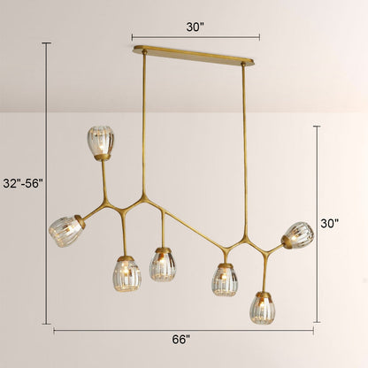Renata Ribbed Smoke Glass Branch Linear Chandelier