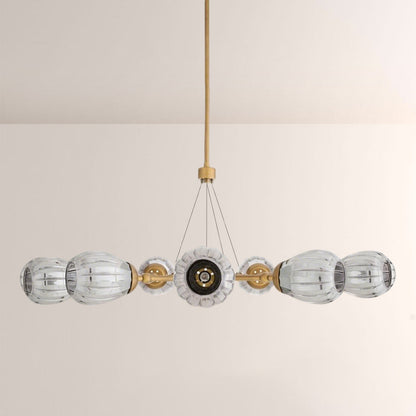 Renata Ribbed Smoke Glass Round Horizontal Chandelier