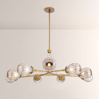 Renata Ribbed Smoke Glass Round Horizontal Chandelier