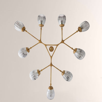Renata Ribbed Smoke Glass Round Horizontal Chandelier