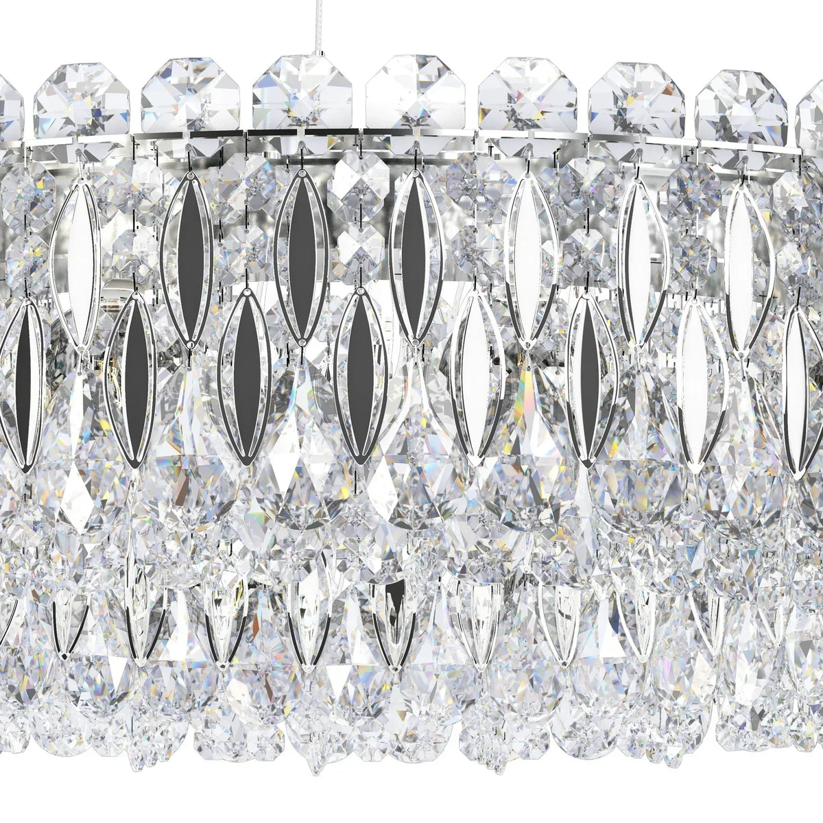 Light Luxury Crystal Beads Drum Collection Flush Mounted/Rectangle/Round Chandelier