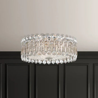 Light Luxury Crystal Beads Drum Collection Flush Mounted/Rectangle/Round Chandelier