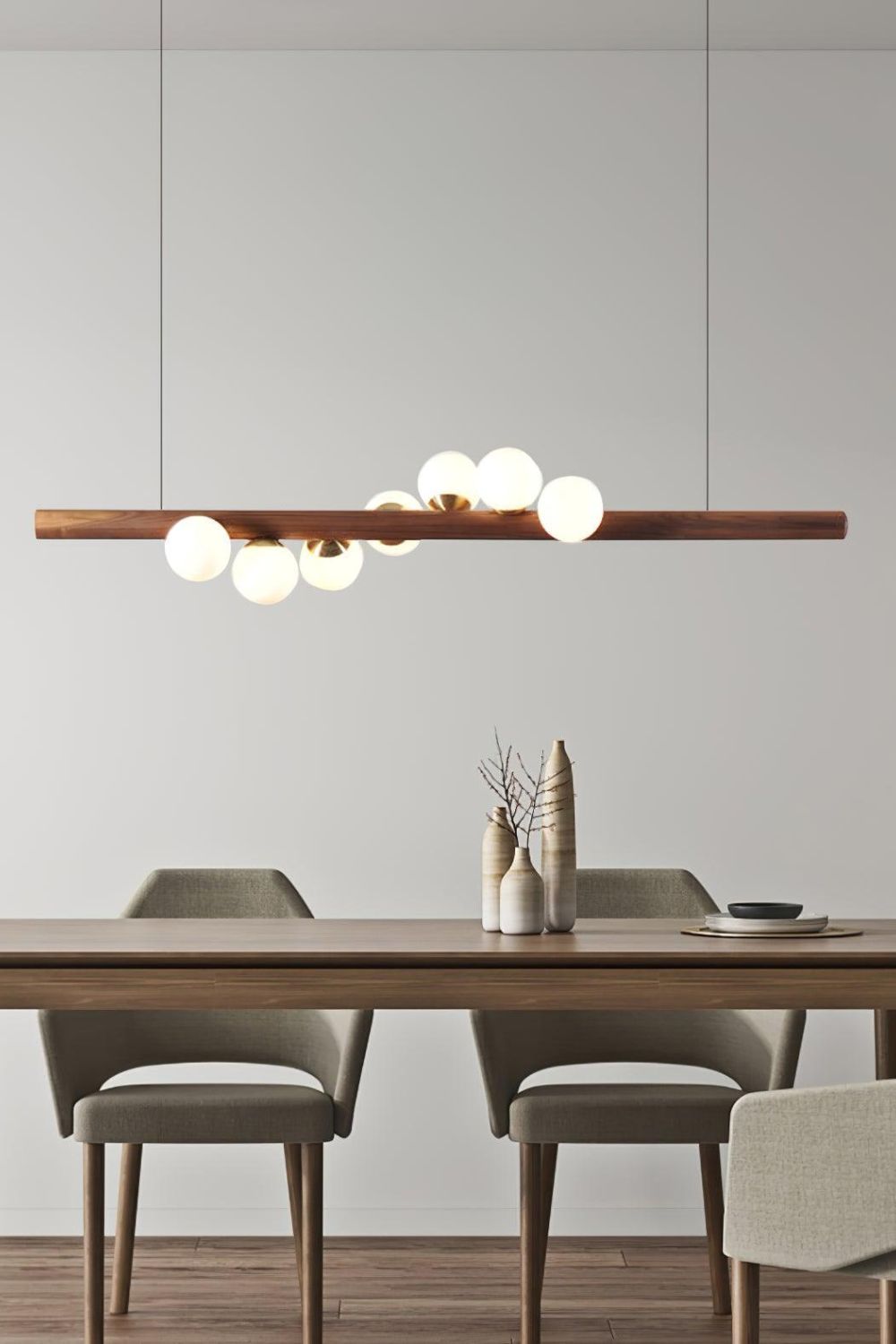 Scandinavian Linear Wooden Pendant Lamp - view 2 | everlamps