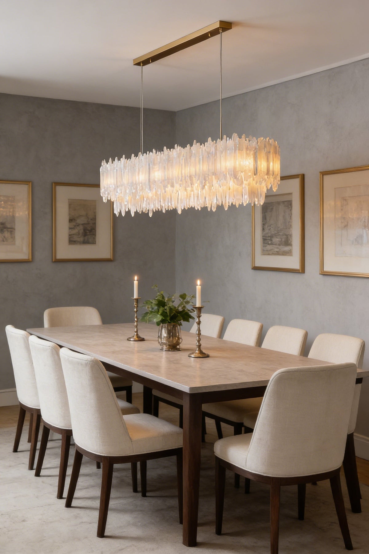 Selenite Layer Rectangular Chandelier - view 11 | everlamps
